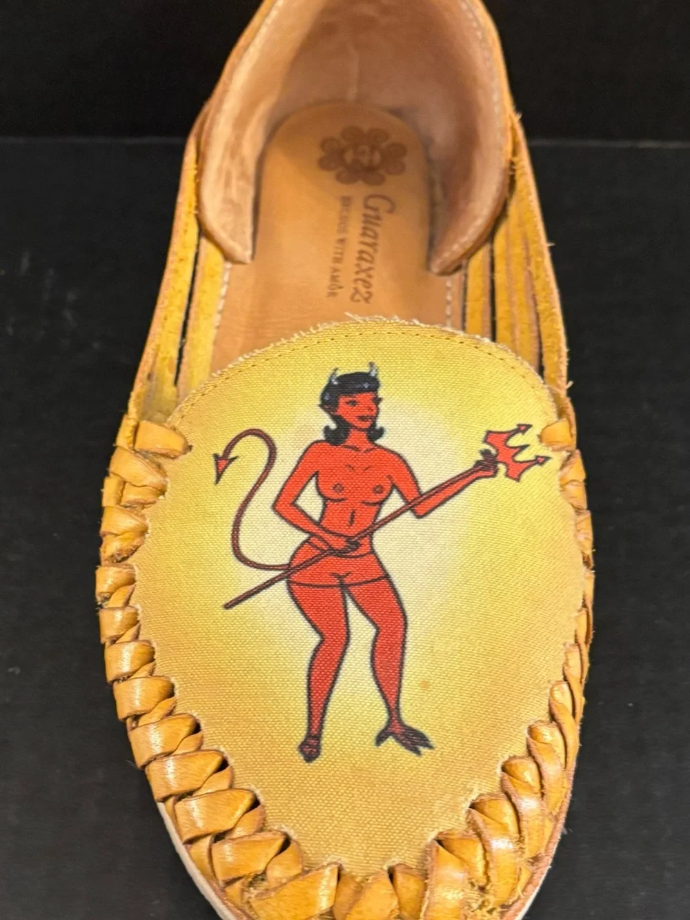 Rare Guaraxez El Corazon Devil Huarache Leather Shoes W10 Handmade Mexico